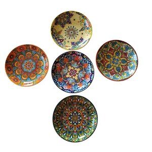 Beautiful Colorful Vibrant Artsy Boeheim Dessert Bowl Plate Set of 5